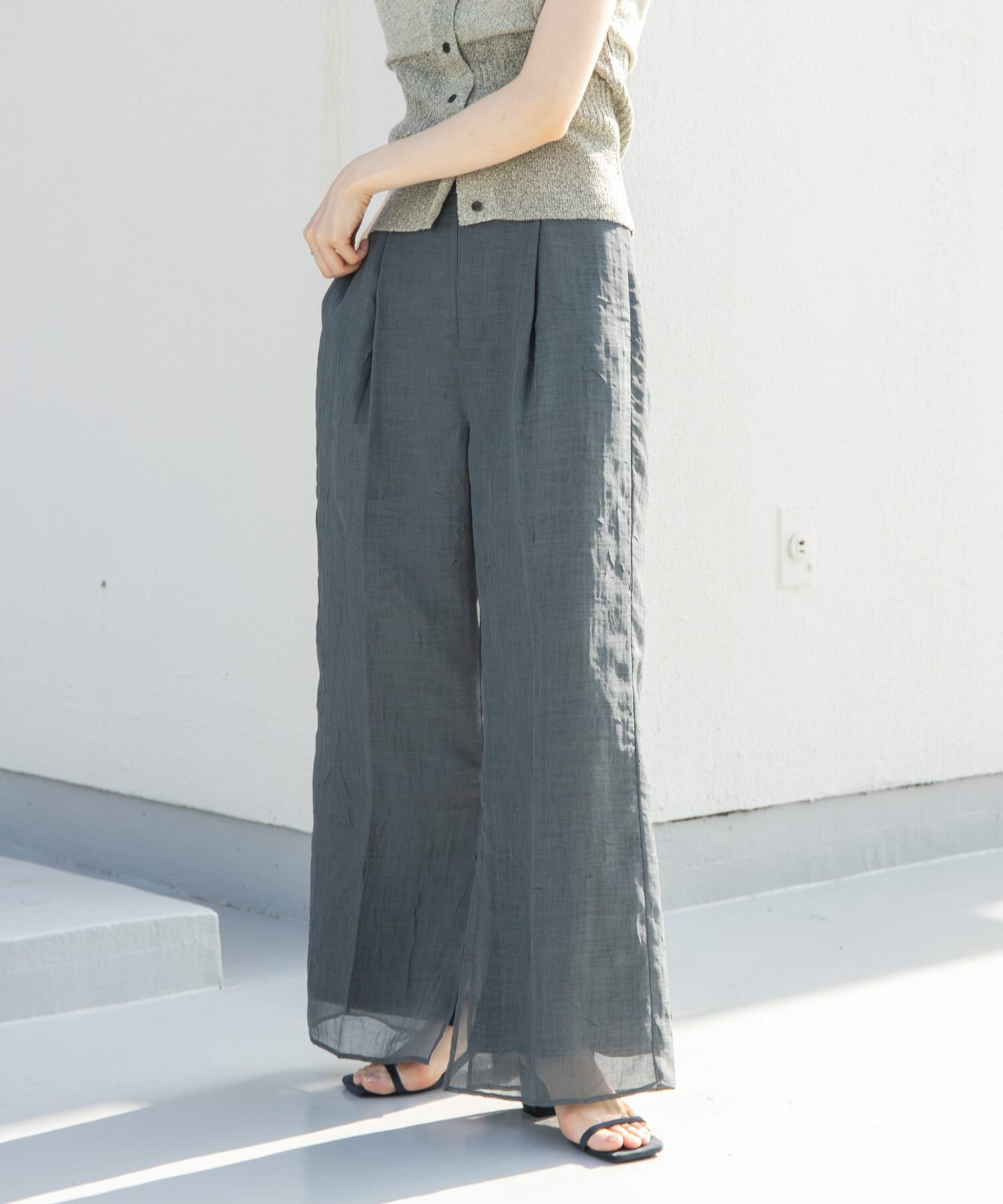  「シアーレイヤードパンツ」|その他|チャコールグレー