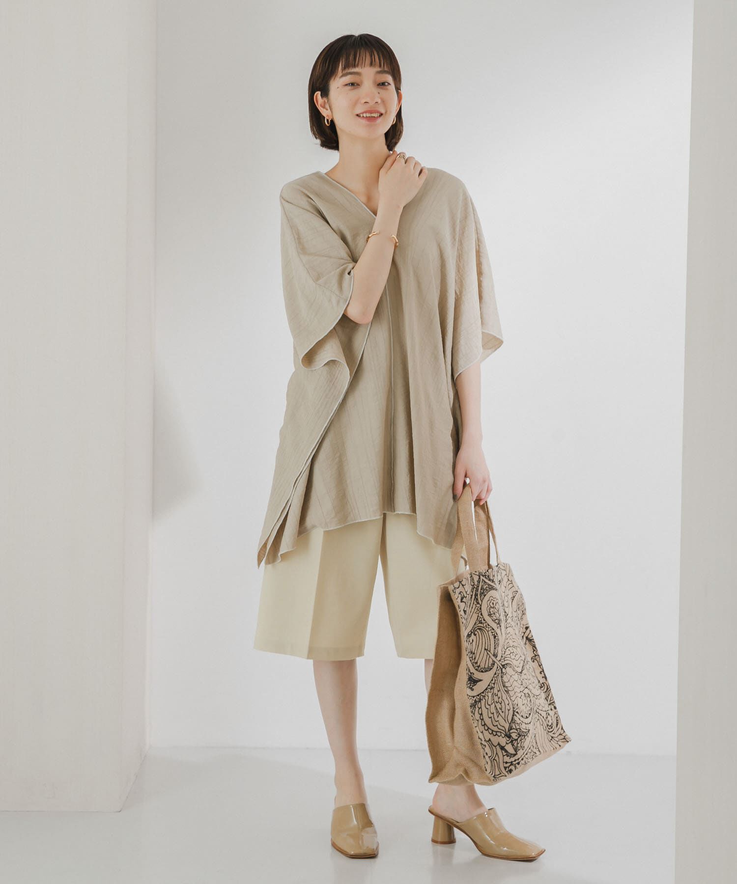  「ストレートハーフパンツ」|その他|ベージュ