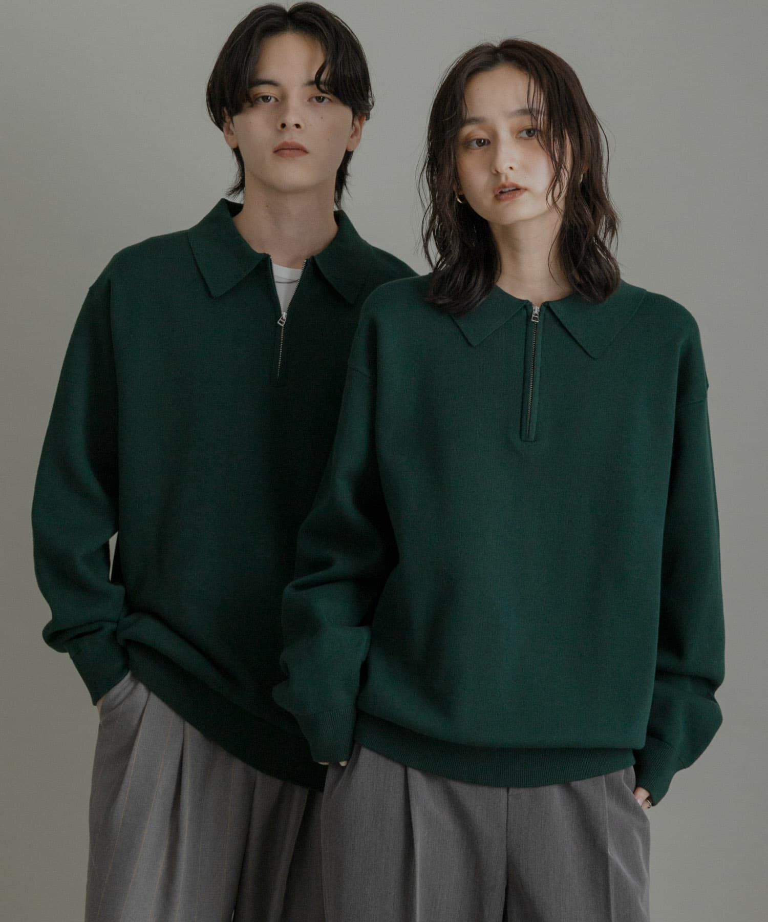 SENSE OF PLACE by URBAN RESEARCH「『ユニセックス』スウェットライクハーフジップニット」|ニット・セーター|グリーン