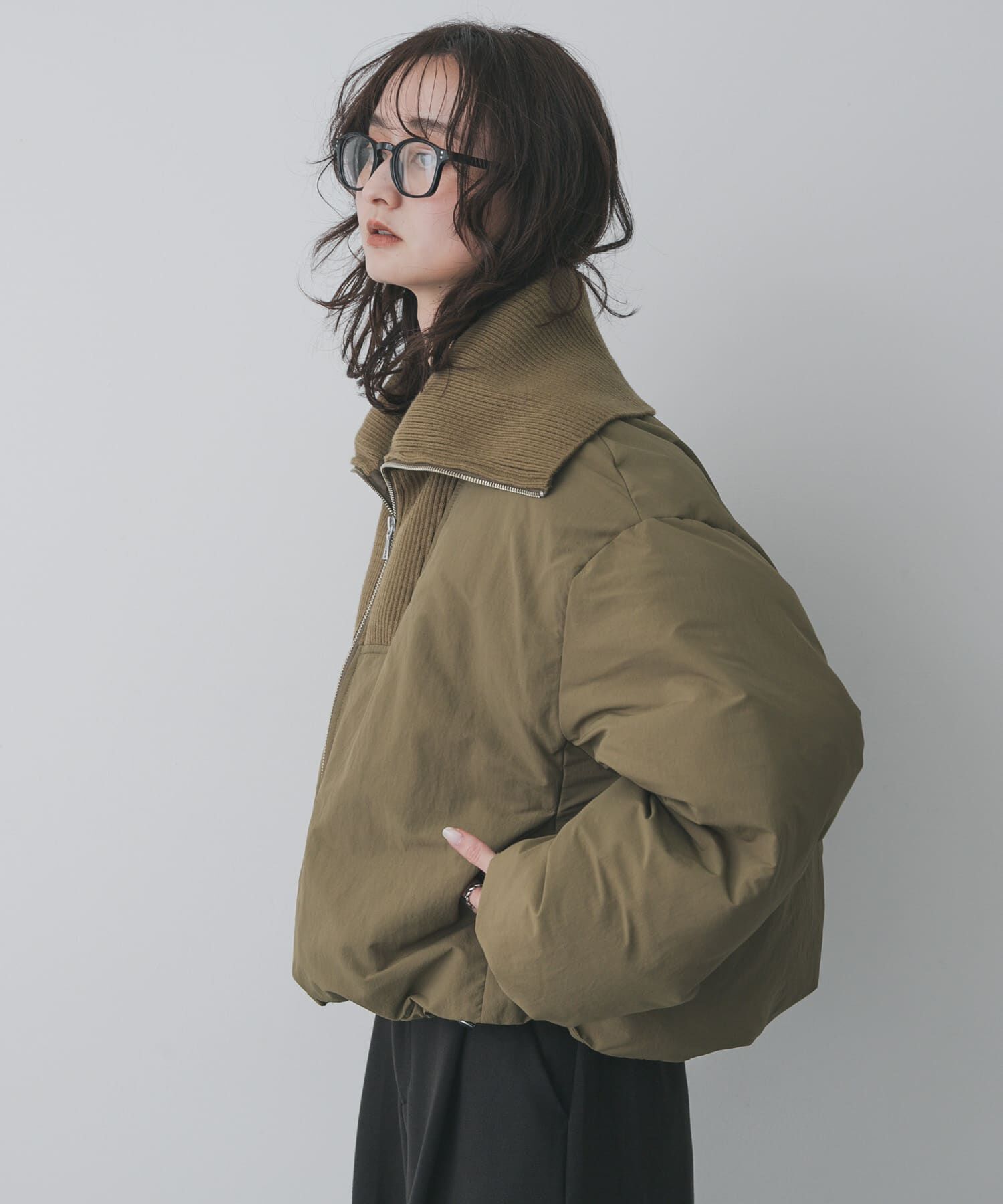 SENSE OF PLACE by URBAN RESEARCH「ビッグカラーショートパフジャケット」|ダウン|カーキ