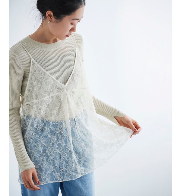 le.coeur blanc「ラッセルレースキャミブラウス」|キャミソール|アイボリー