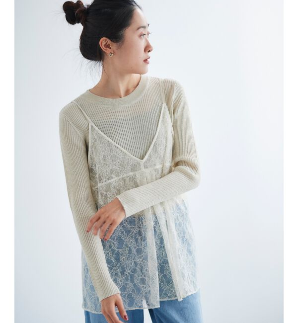 le.coeur blanc「ラッセルレースキャミブラウス」|キャミソール|