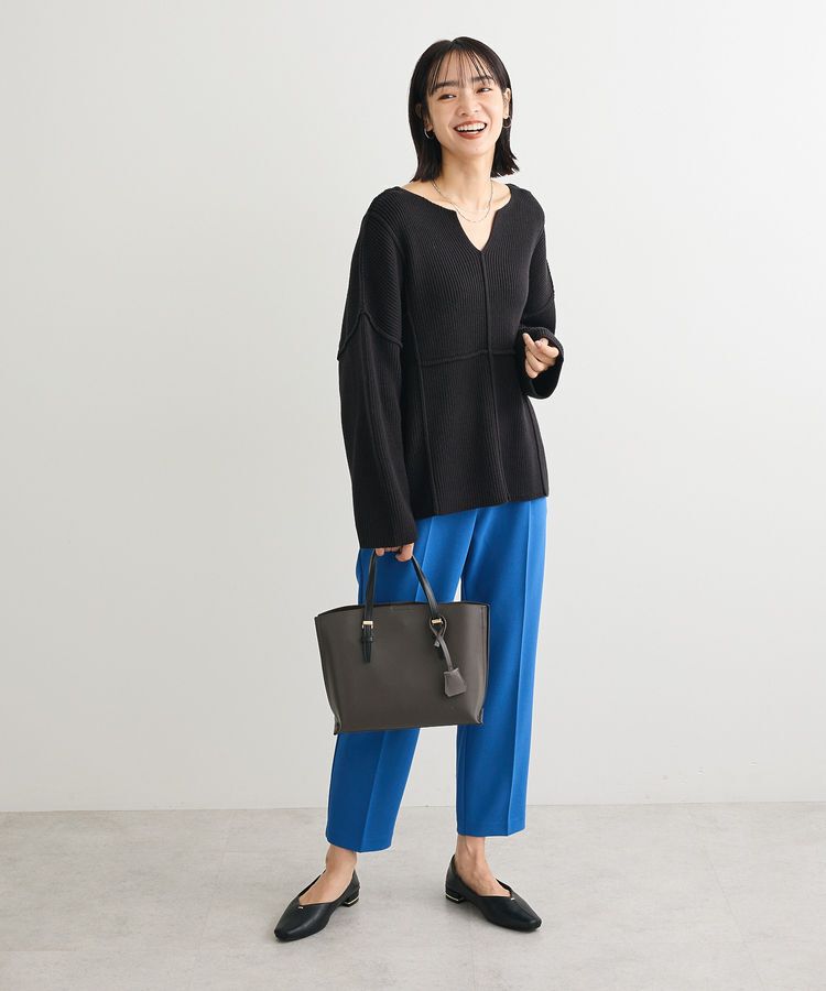 Green Parks「リブ切替Vネックニットプルオーバー」|ニット・セーター|