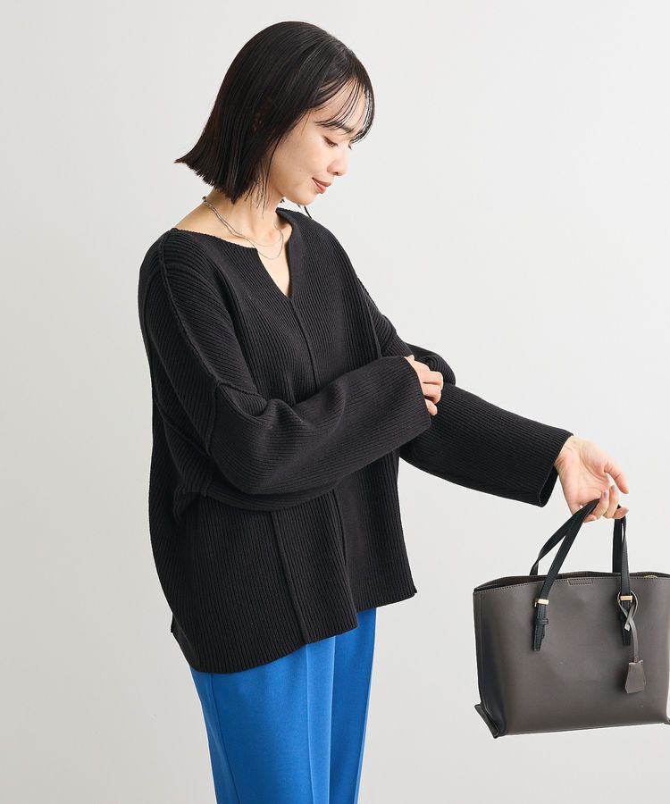 Green Parks「リブ切替Vネックニットプルオーバー」|ニット・セーター|