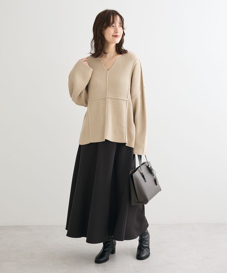 Green Parks「リブ切替Vネックニットプルオーバー」|ニット・セーター|