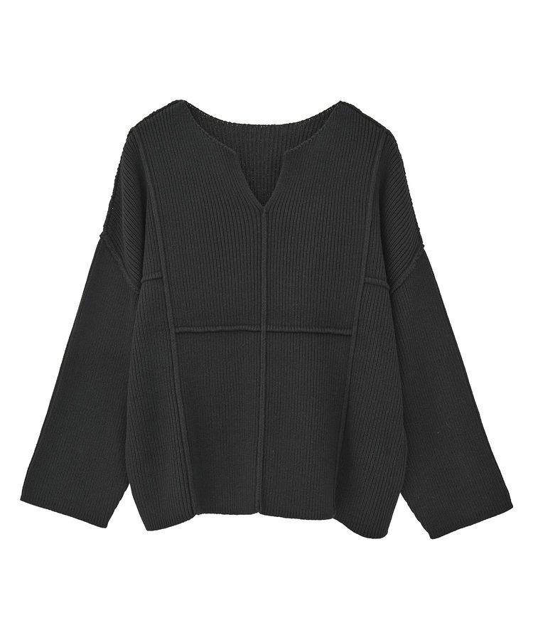 Green Parks「リブ切替Vネックニットプルオーバー」|ニット・セーター|
