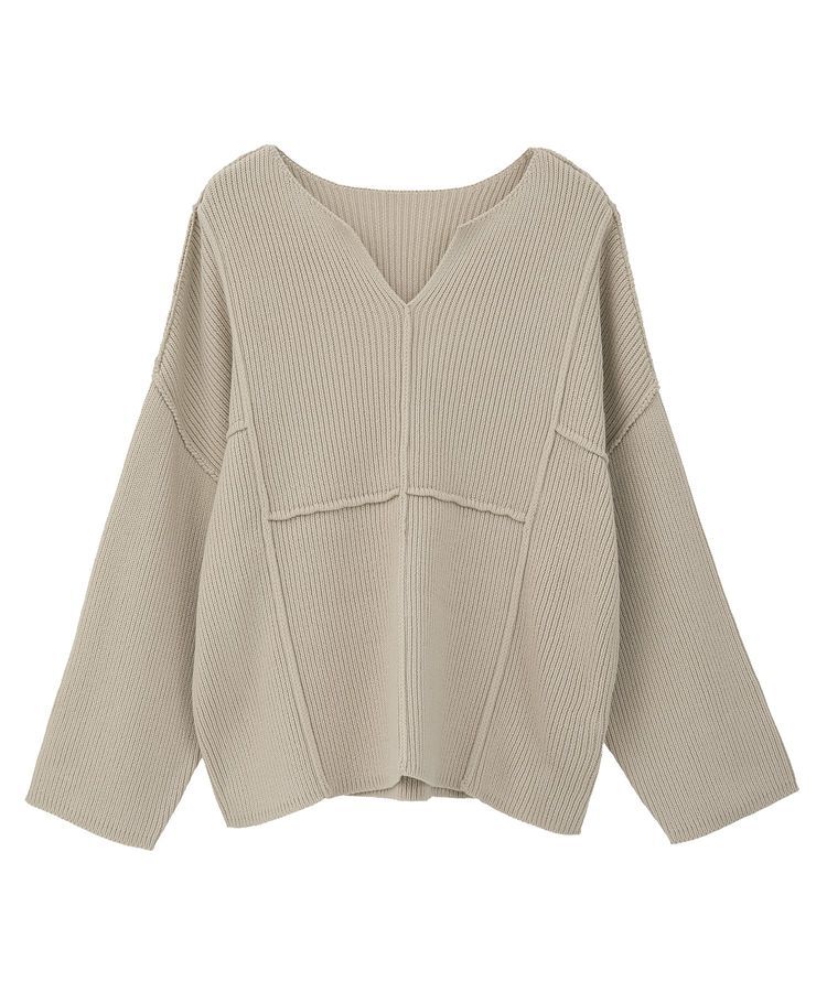 Green Parks「リブ切替Vネックニットプルオーバー」|ニット・セーター|