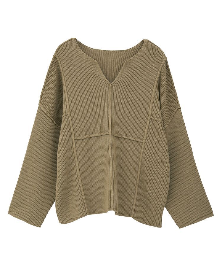 Green Parks「リブ切替Vネックニットプルオーバー」|ニット・セーター|