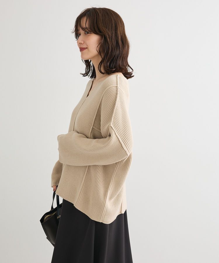 Green Parks「リブ切替Vネックニットプルオーバー」|ニット・セーター|