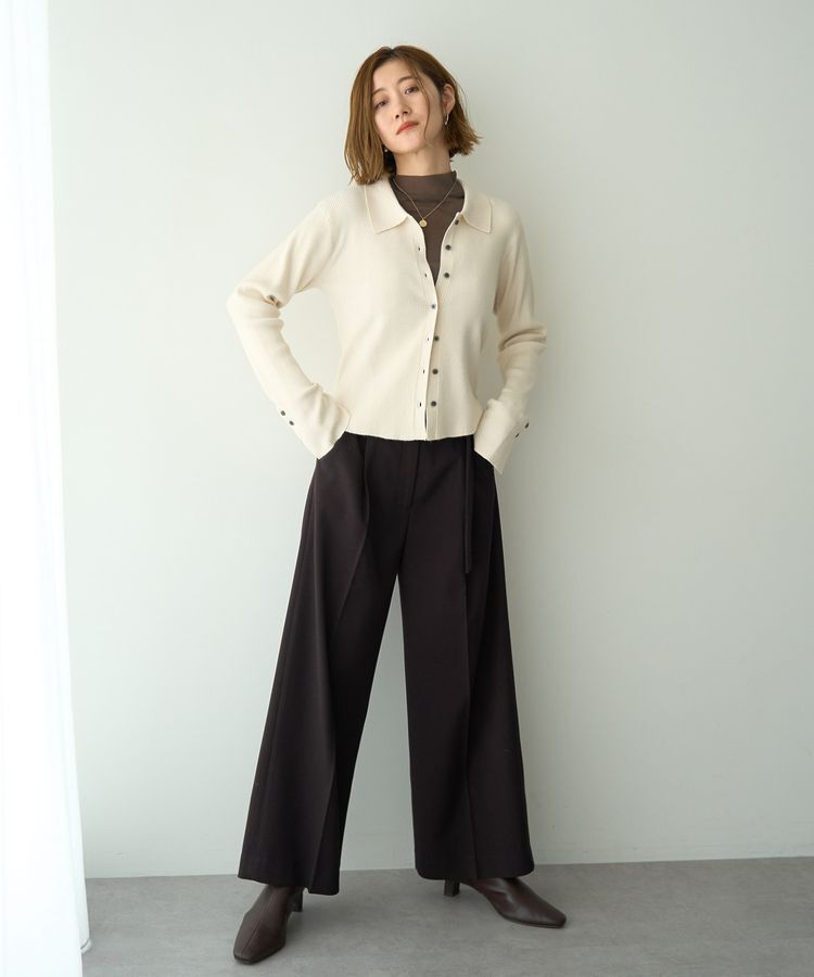 YECCA VECCA「金釦アクセントベルトワイドパンツ」|その他|