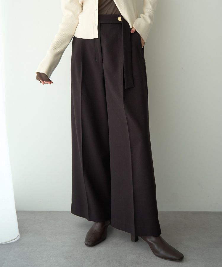 YECCA VECCA「金釦アクセントベルトワイドパンツ」|その他|Dark Brown