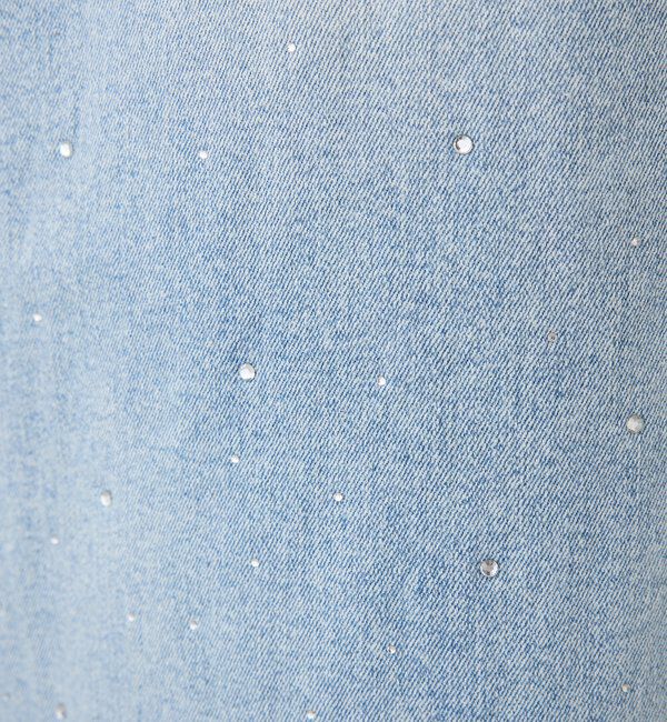  「【ウェスト調整可能】ビジュー付きワイドデニム」|その他|