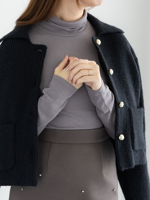 Te chichi「吸湿発熱タートルネックカットソー《2025winter catalog item》」|Tシャツ・カットソー|チャコールグレー