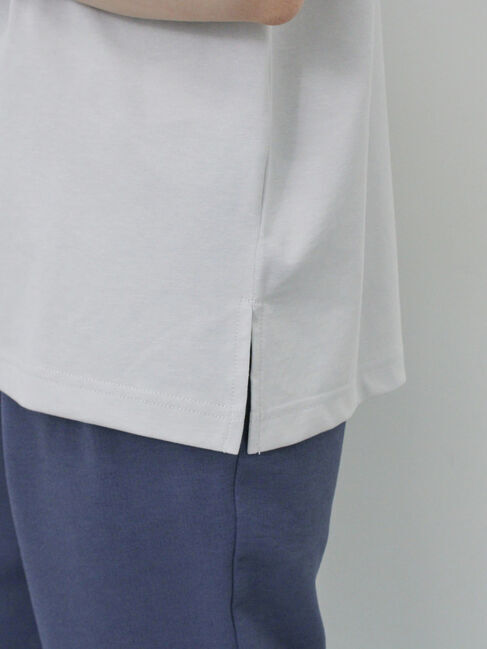 Samansa Mos2 blue「ハシゴレース付きフレンチTシャツ」|Tシャツ・カットソー|