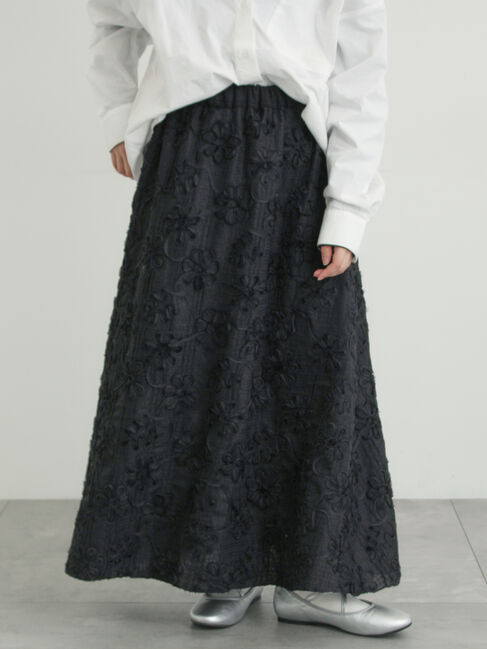 Samansa Mos2「花柄テープ刺繍フレアスカート」|スカート|