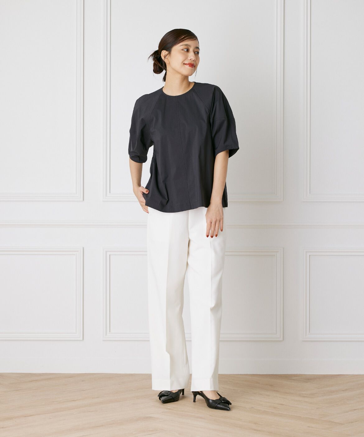 INED「ボリューム袖コットンナイロンブラウス」|シャツ・ブラウス|