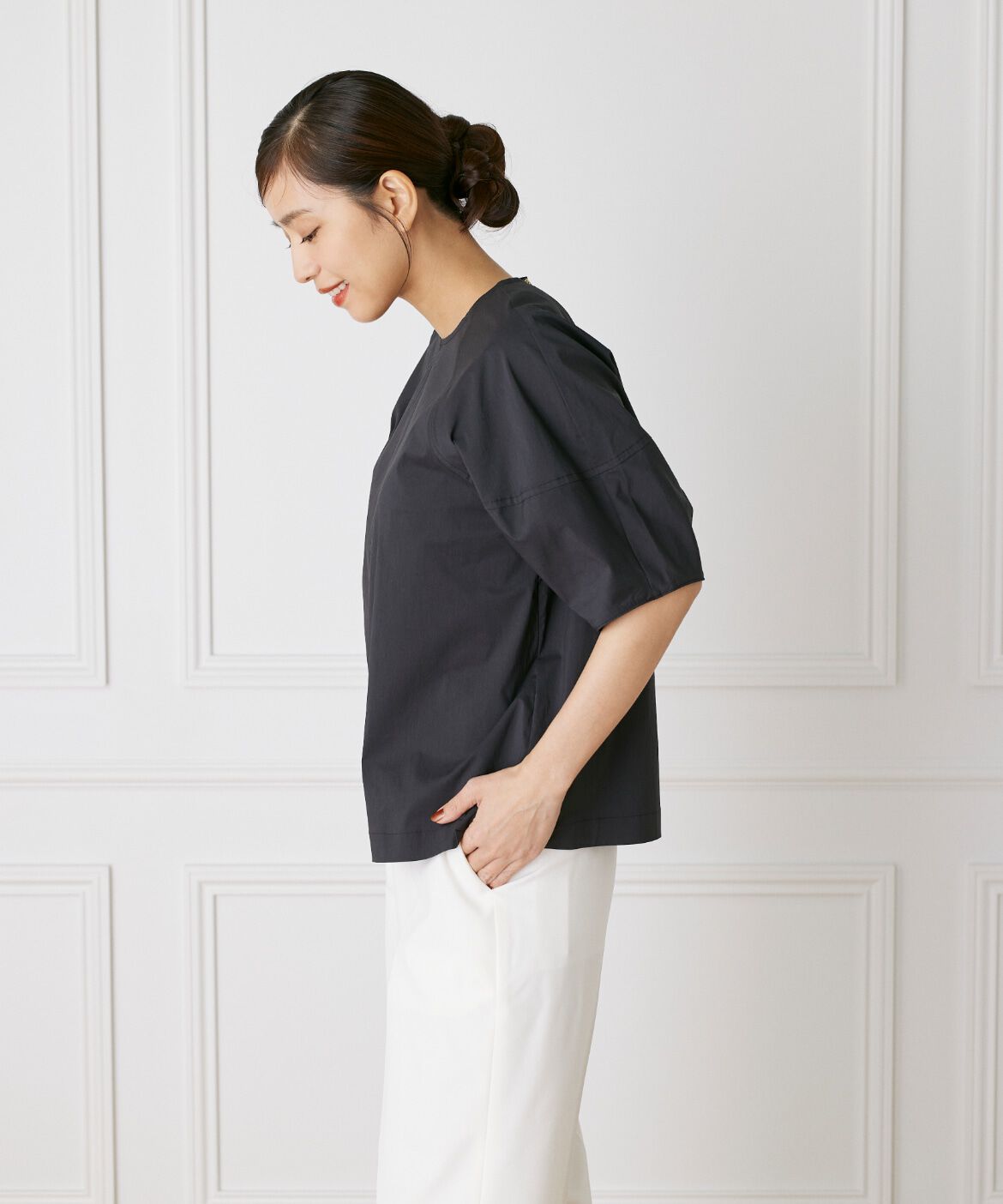INED「ボリューム袖コットンナイロンブラウス」|シャツ・ブラウス|