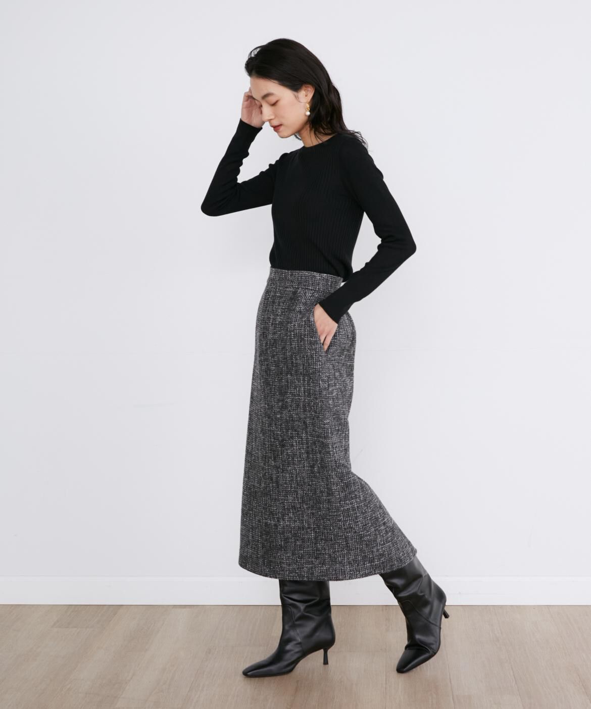 INED「《大きいサイズ》クルーネックリブニット《Cuoo》」|ニット・セーター|