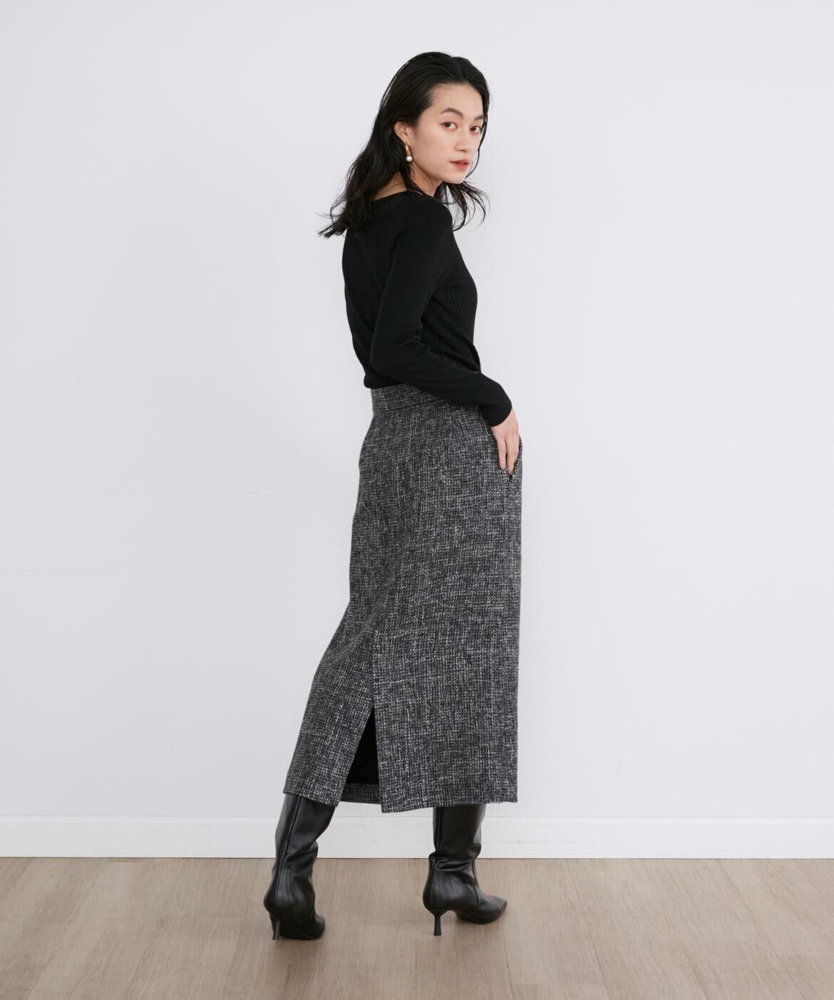 INED「《大きいサイズ》クルーネックリブニット《Cuoo》」|ニット・セーター|