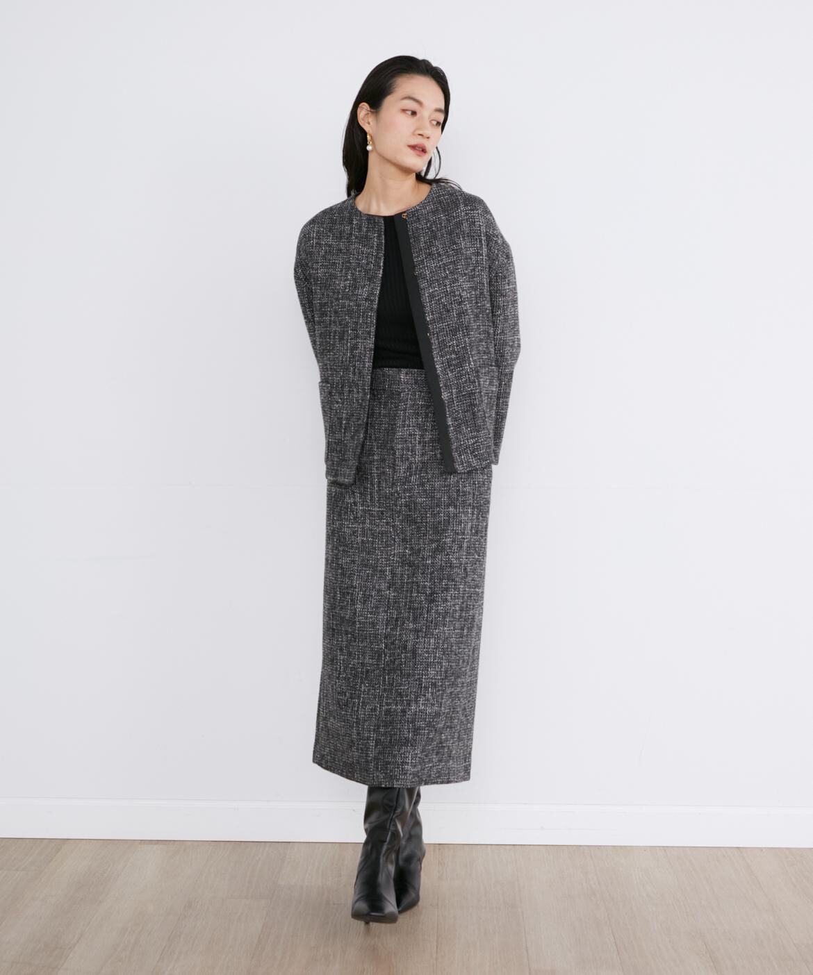 INED「《大きいサイズ》クルーネックリブニット《Cuoo》」|ニット・セーター|