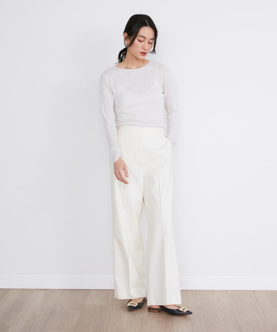 INED「《大きいサイズ》クルーネックリブニット《Cuoo》」|ニット・セーター|