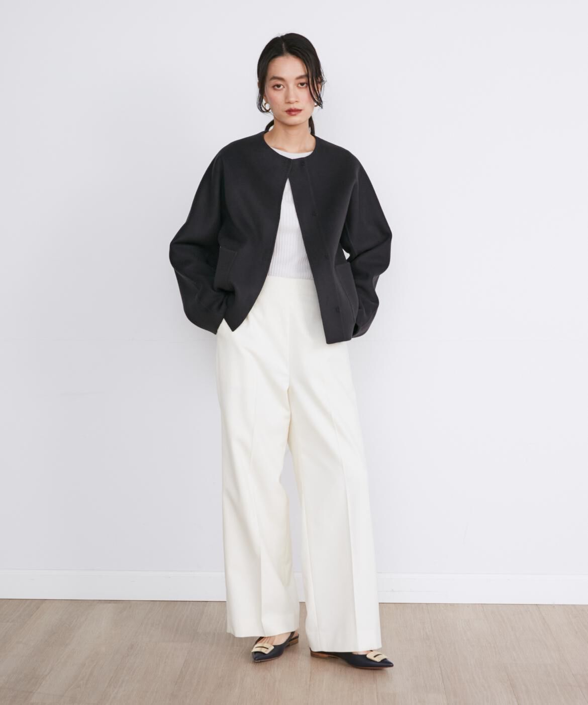 INED「《大きいサイズ》クルーネックリブニット《Cuoo》」|ニット・セーター|