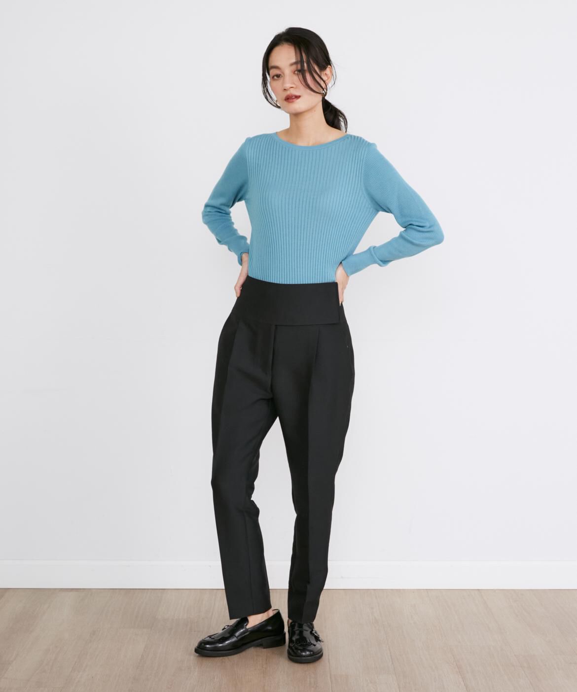 INED「《大きいサイズ》クルーネックリブニット《Cuoo》」|ニット・セーター|