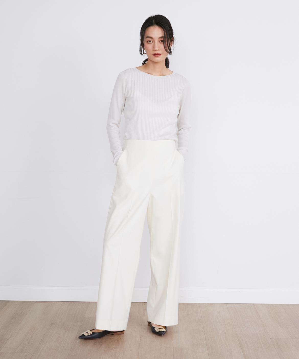 INED「《大きいサイズ》クルーネックリブニット《Cuoo》」|ニット・セーター|