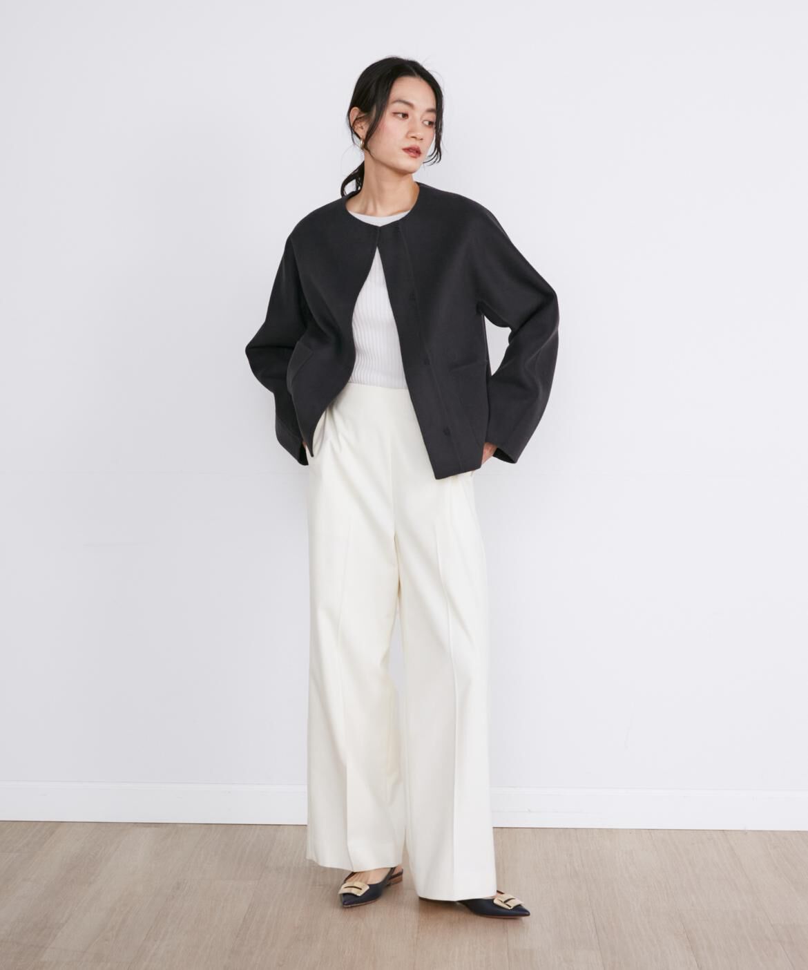 INED「《大きいサイズ》クルーネックリブニット《Cuoo》」|ニット・セーター|