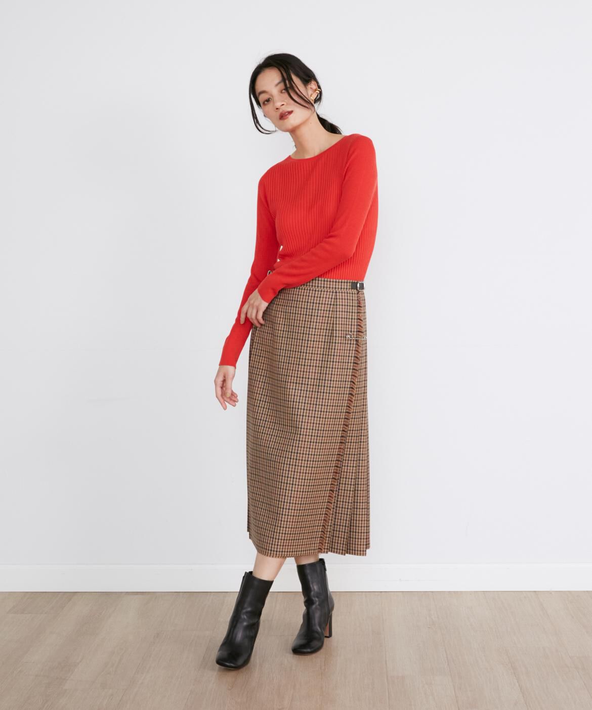 INED「《大きいサイズ》クルーネックリブニット《Cuoo》」|ニット・セーター|