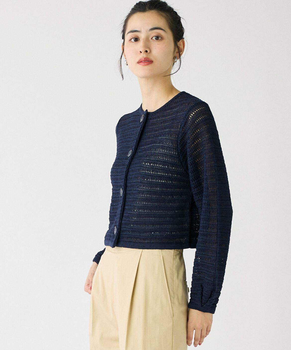 DAY by DAY it&rsquo;s international「透かし柄クルーネックカーディガン」|カーディガン|ネイビー