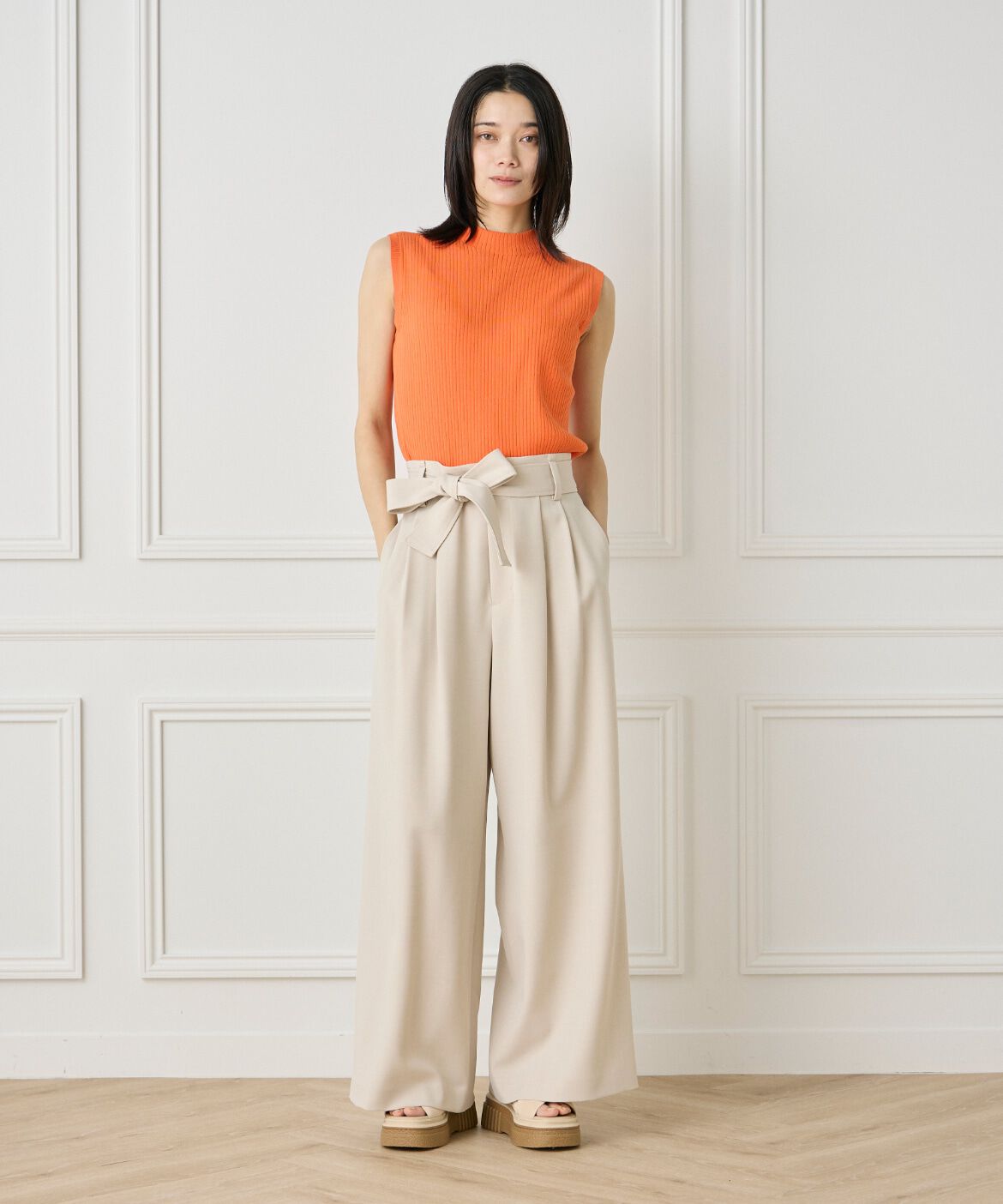 INED「ノースリーブワイドリブニット」|ニット・セーター|