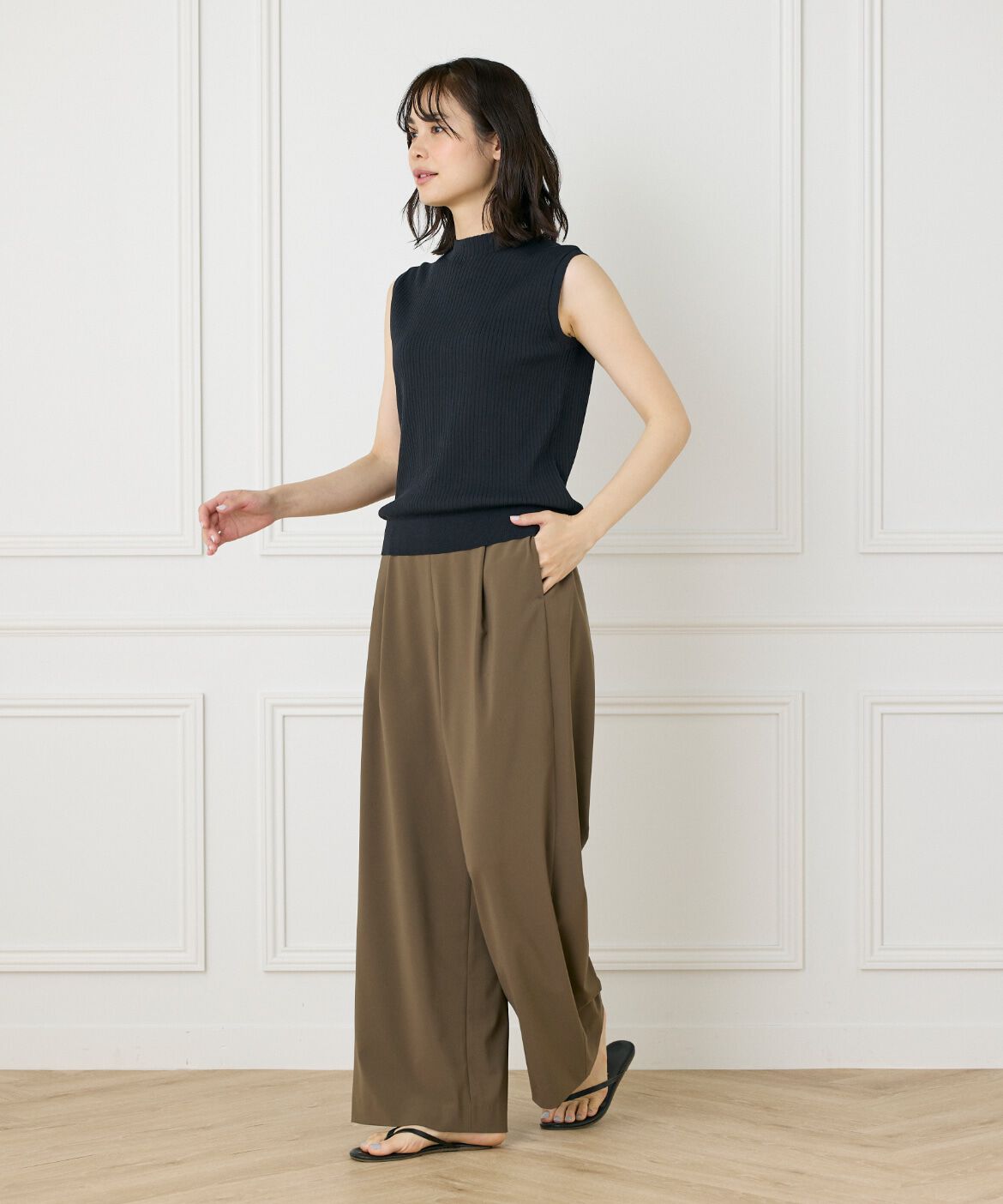 INED「ノースリーブワイドリブニット」|ニット・セーター|