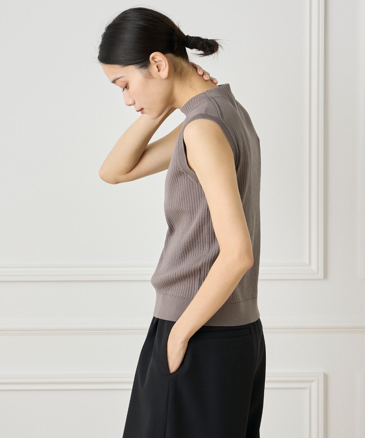 INED「ノースリーブワイドリブニット」|ニット・セーター|