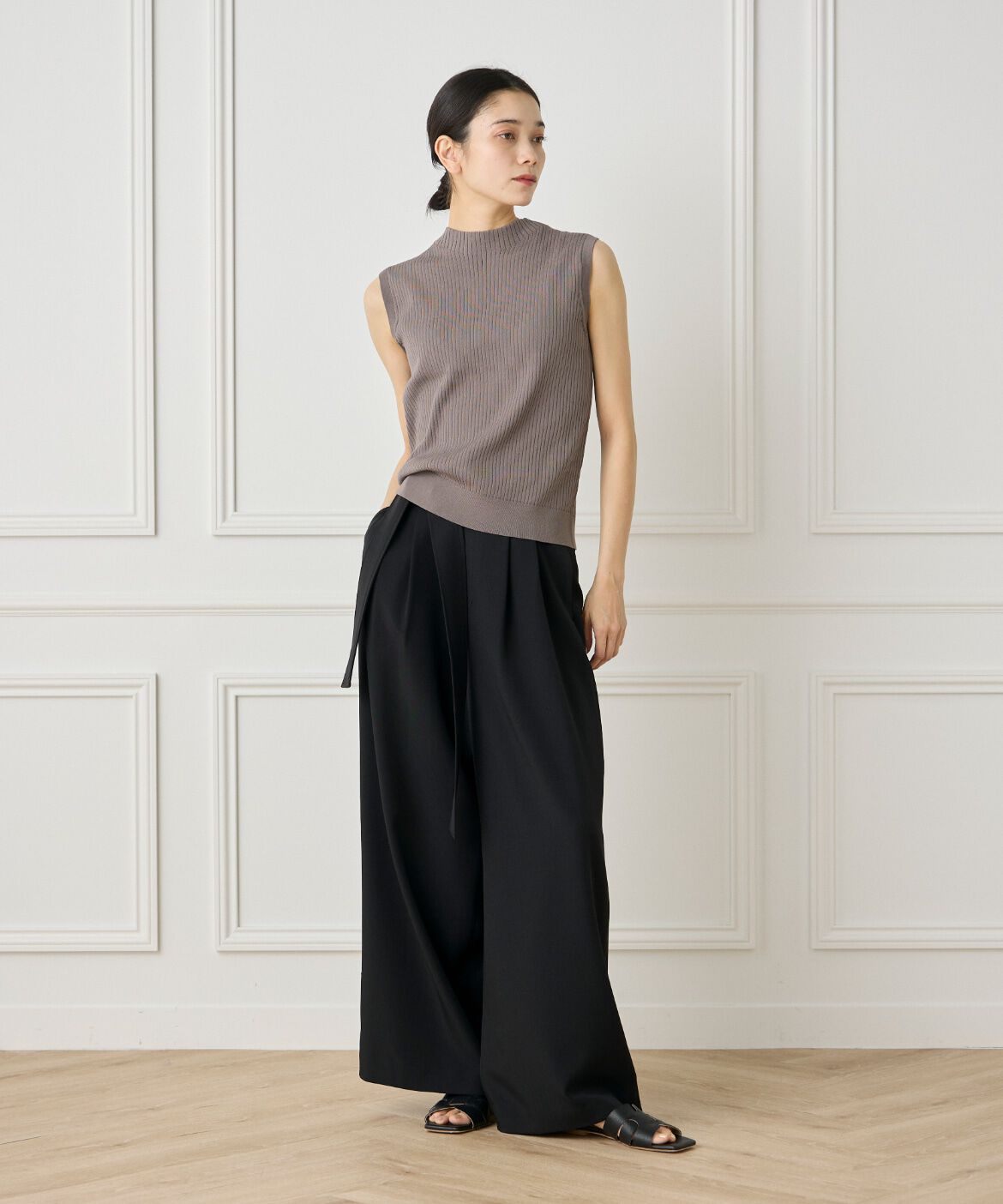 INED「ノースリーブワイドリブニット」|ニット・セーター|