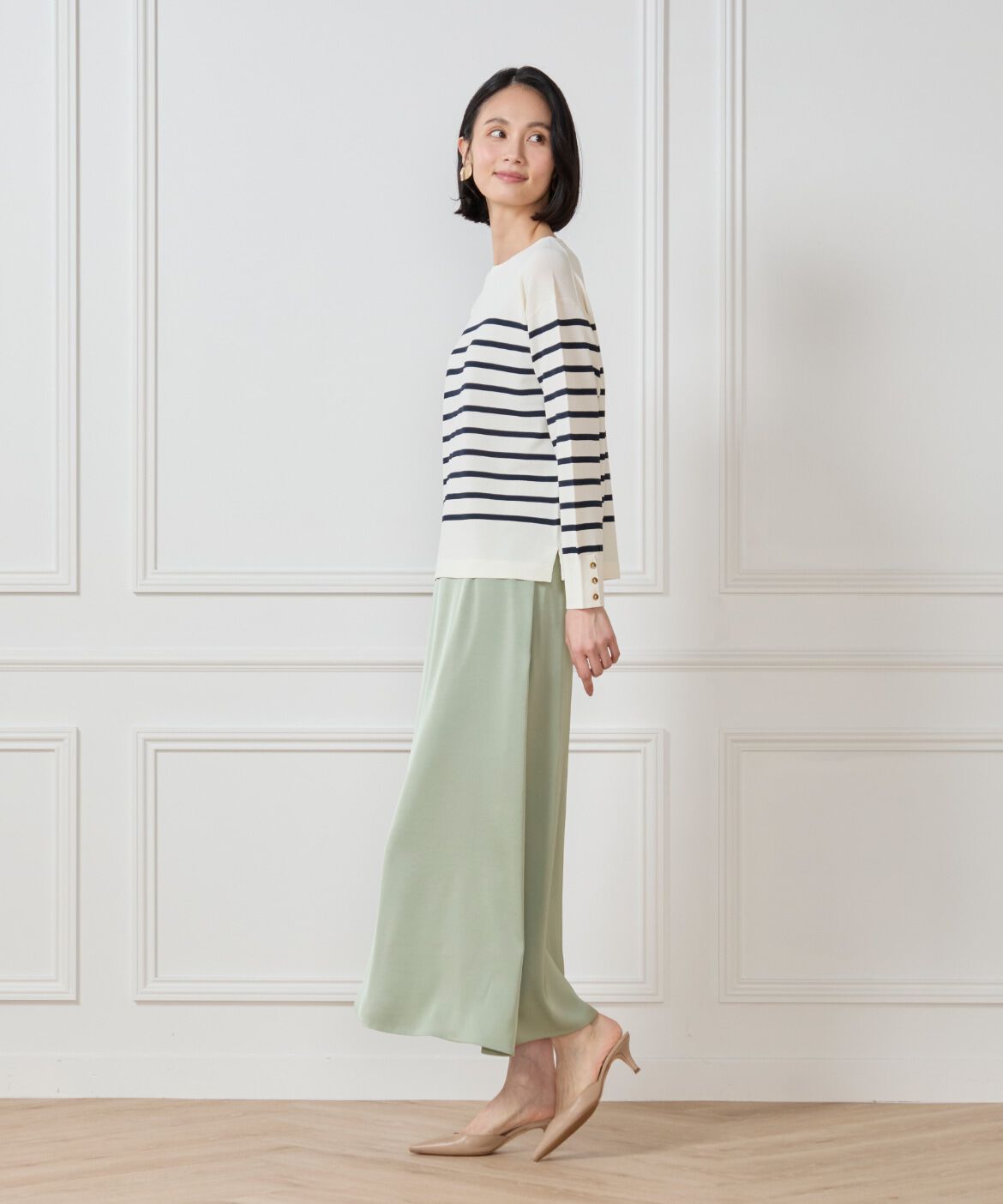 7-IDconcept.「《大きいサイズ》サテンナローセミフレアスカート」|スカート|