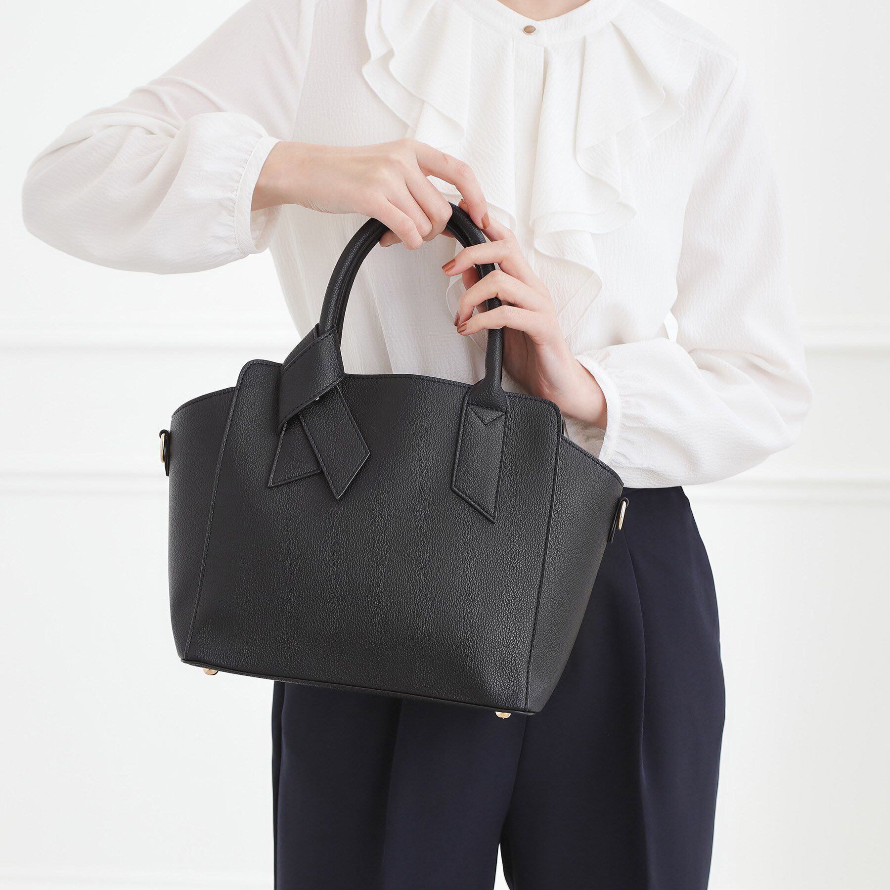 grove「【人間工学】ノットハンドル2WAYトート」|トートバッグ|ブラック(019)