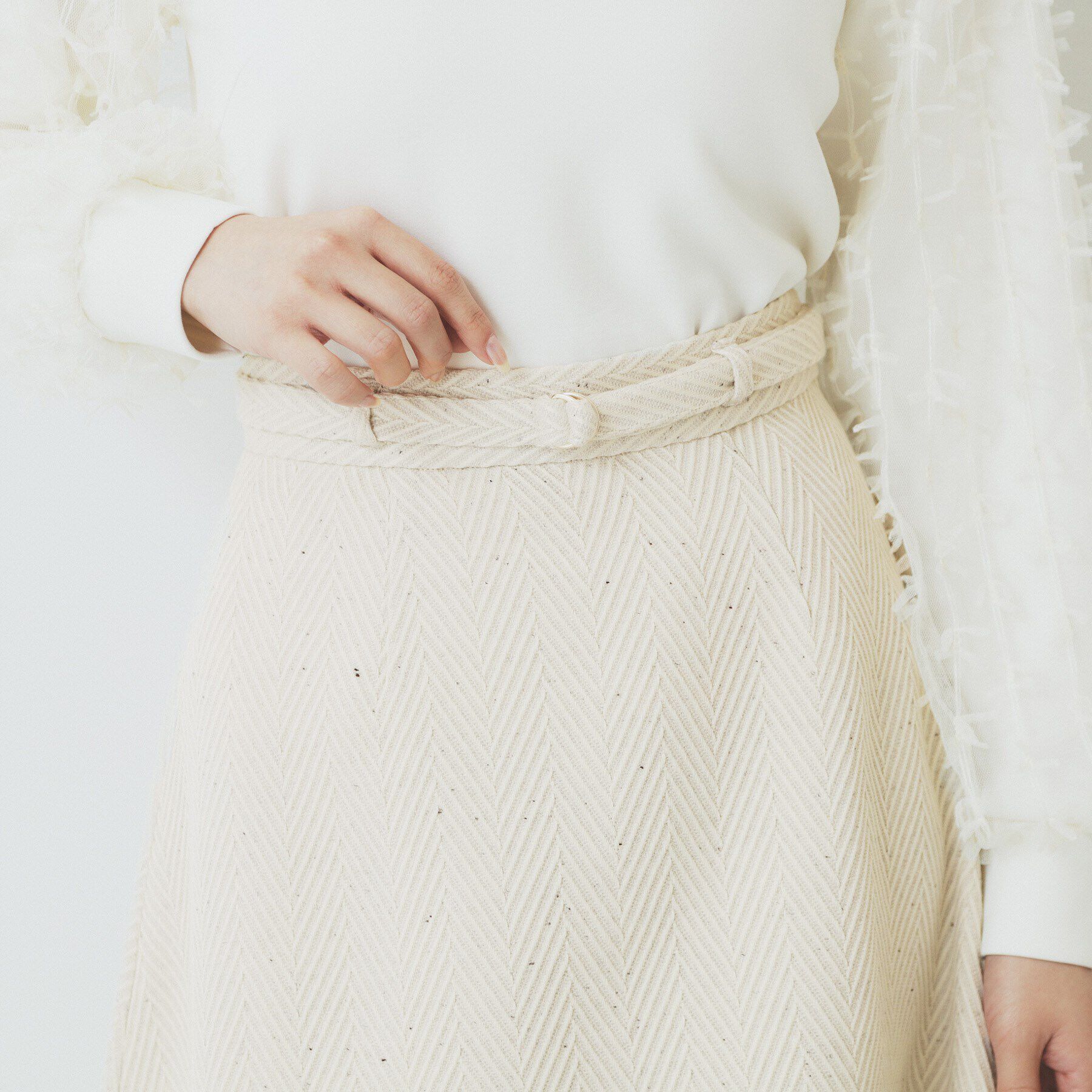 index「ツイードヘリンボーンフレアスカート【洗濯機洗い可/イージーアイロン】」|スカート|