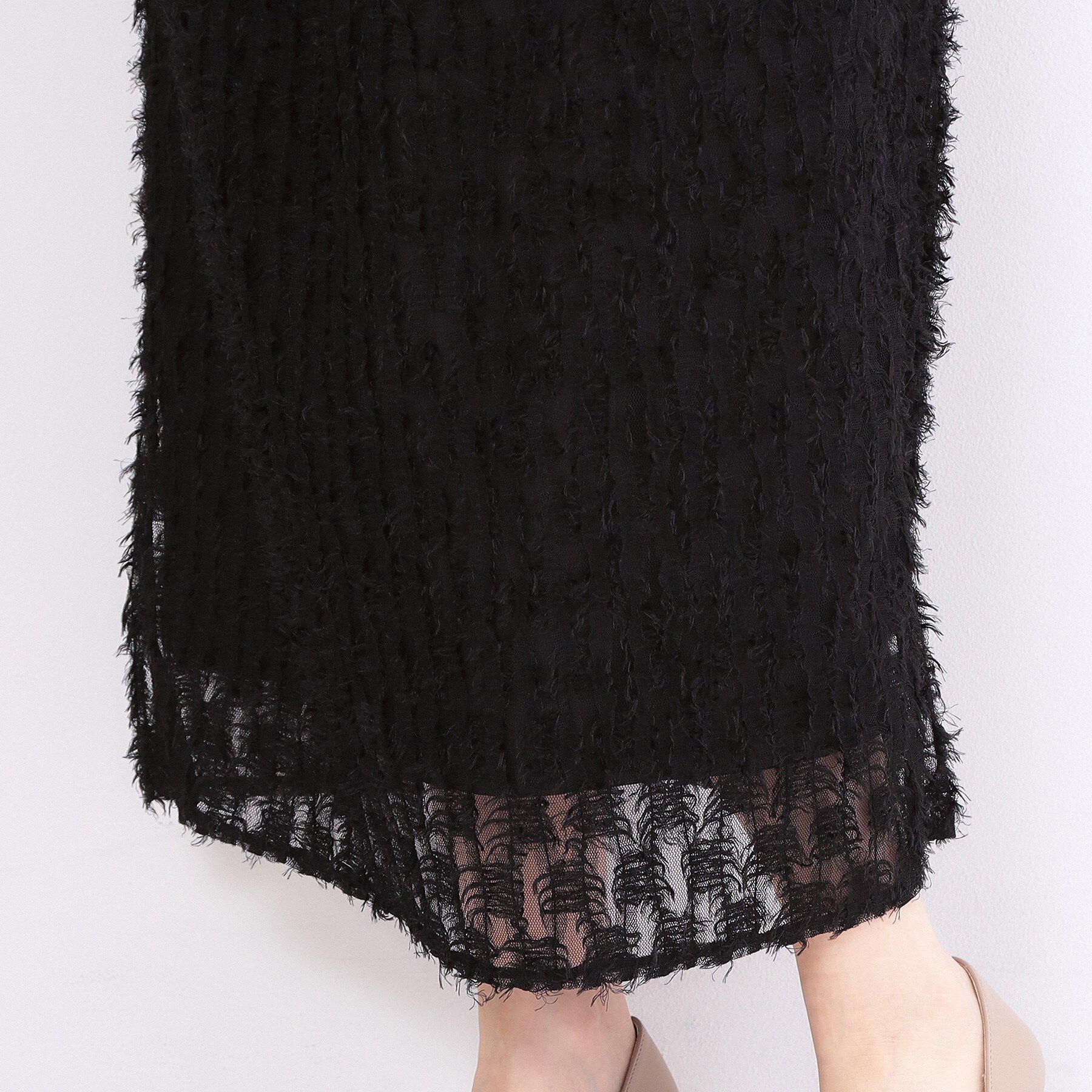 OPAQUE.CLIP「フリンジジャカードナロースカート【洗濯機OK】」|スカート|