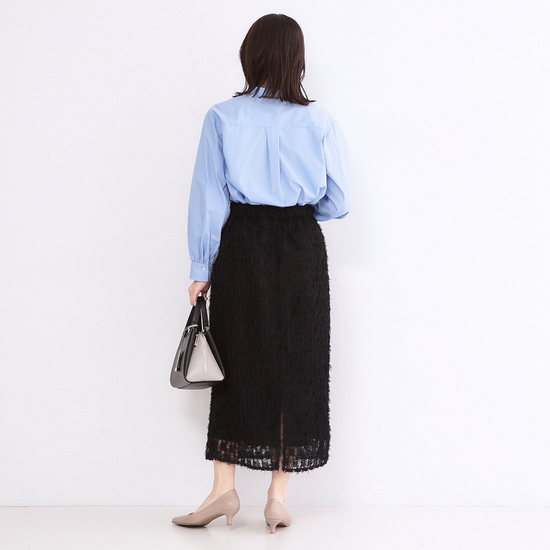 OPAQUE.CLIP「フリンジジャカードナロースカート【洗濯機OK】」|スカート|