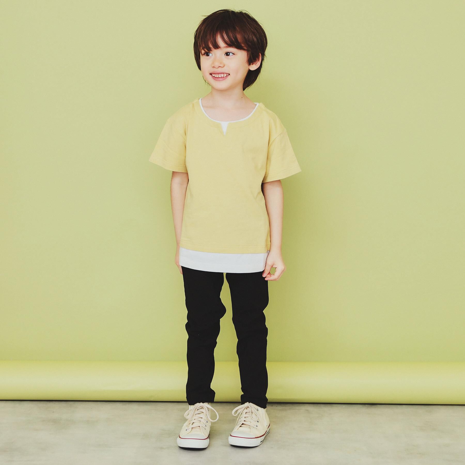 THE SHOP TK「【110-160】キーネックレイヤード風Tシャツ/洗濯機OK」|Tシャツ・カットソー|