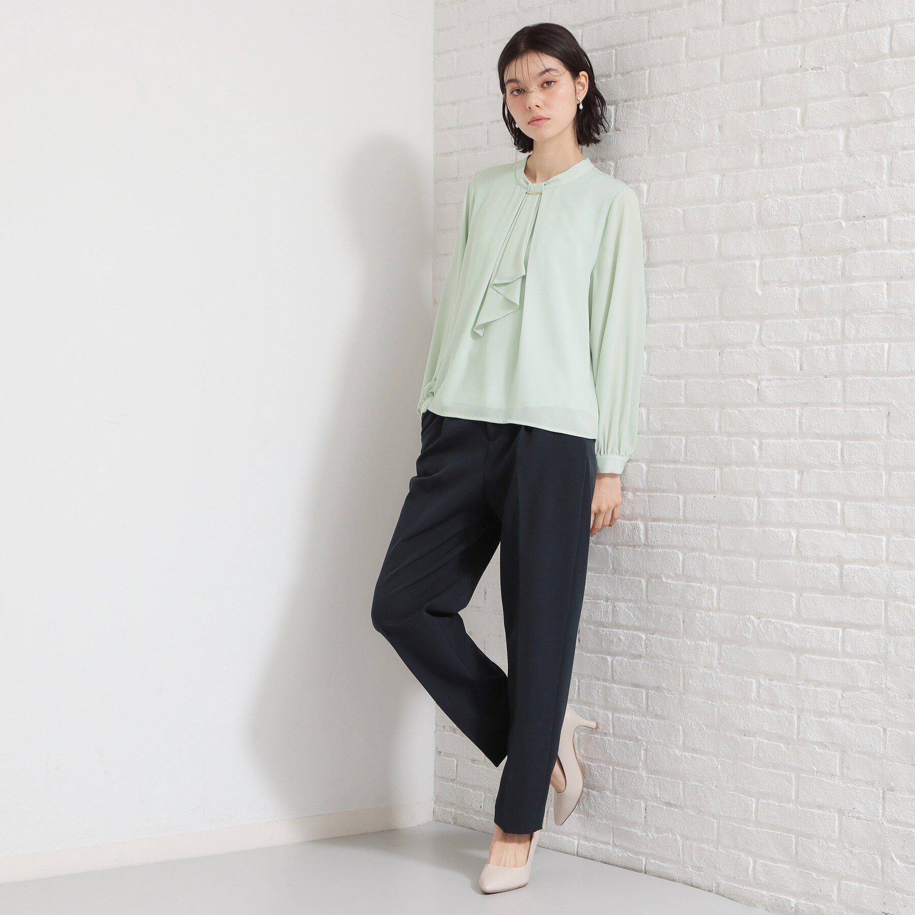 THE SHOP TK「バー付きラッフルタイブラウス」|シャツ・ブラウス|