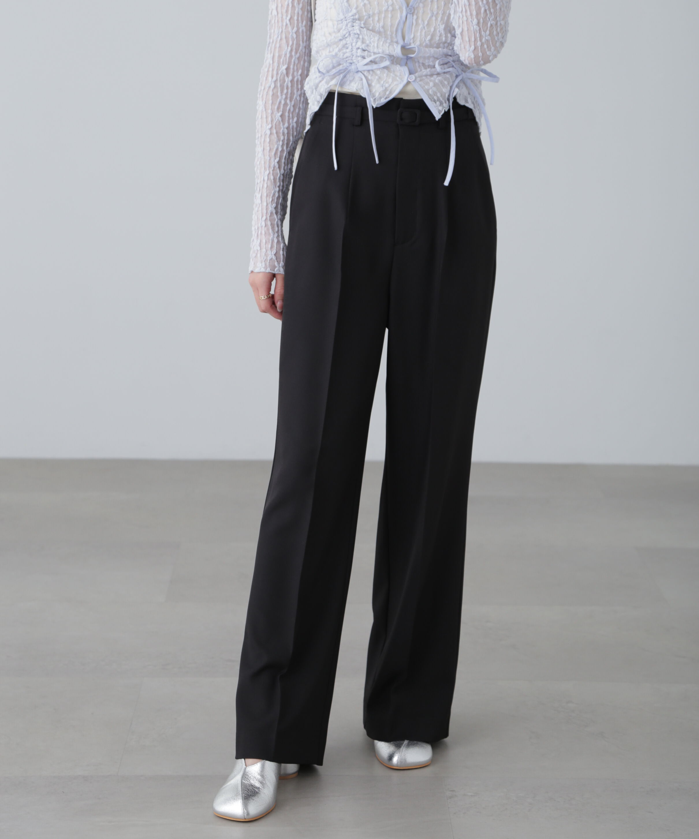  「ハイウエスト細ベルトストレートパンツ」|その他|
