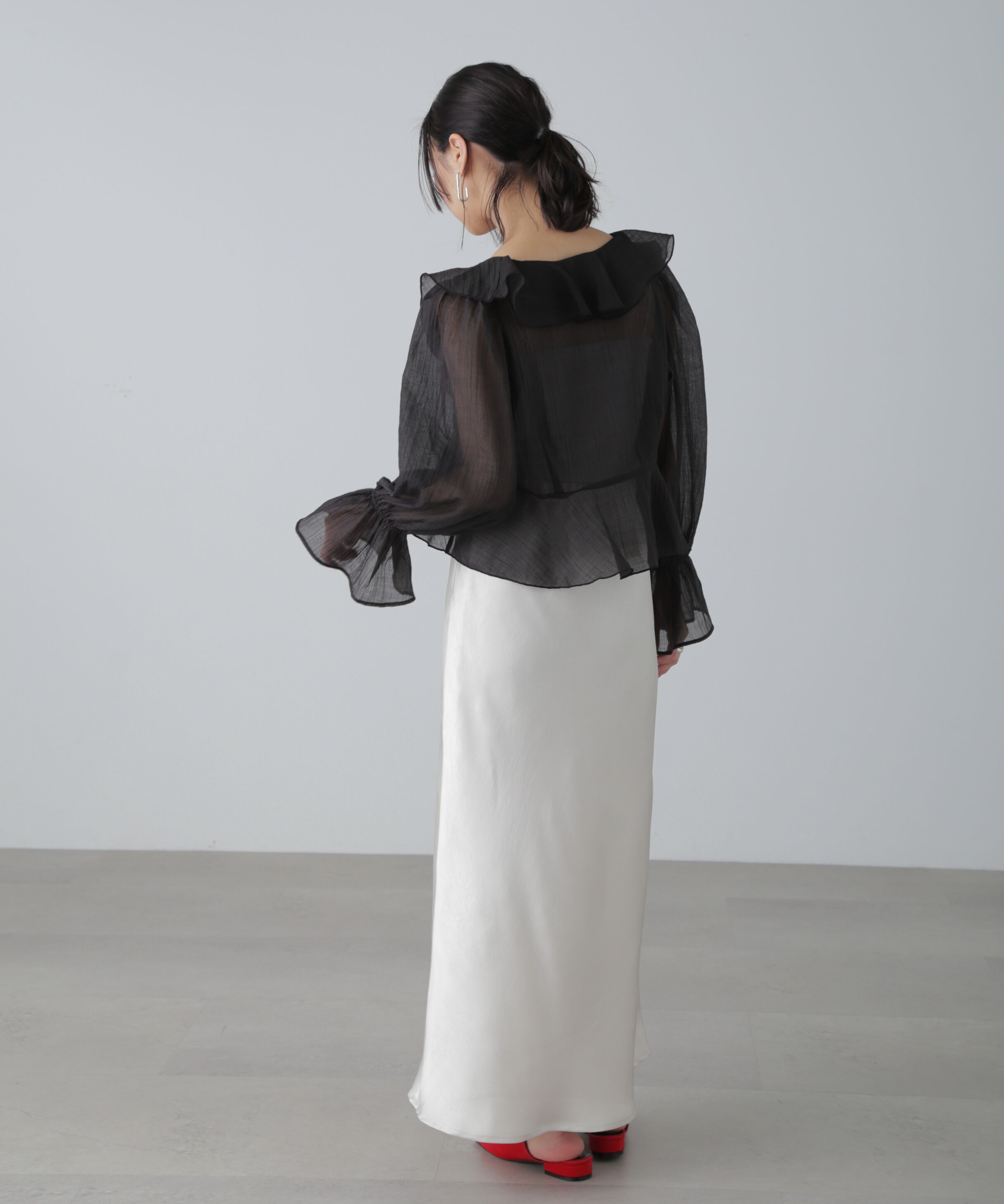  「シアーワッシャーフリルブラウス」|シャツ・ブラウス|