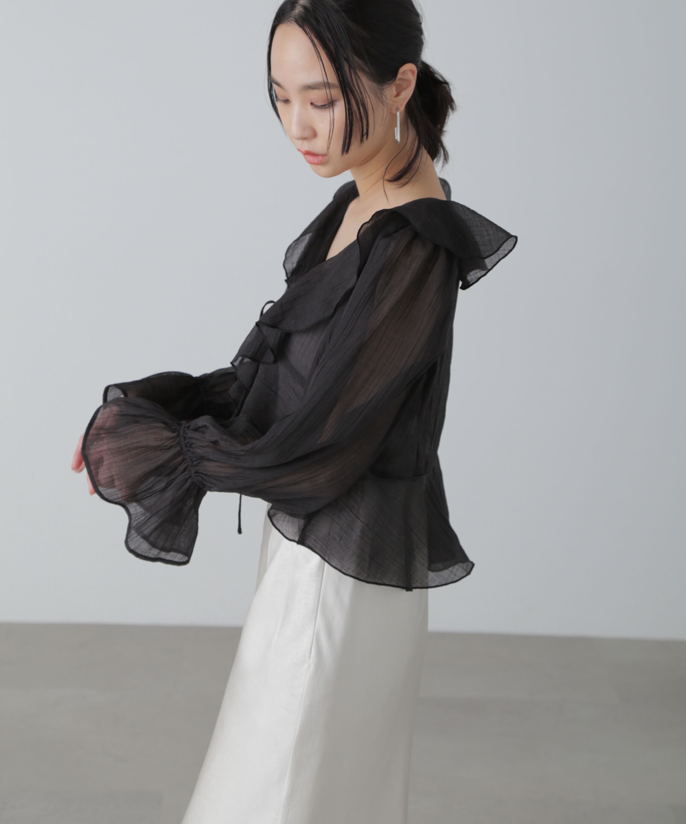  「シアーワッシャーフリルブラウス」|シャツ・ブラウス|