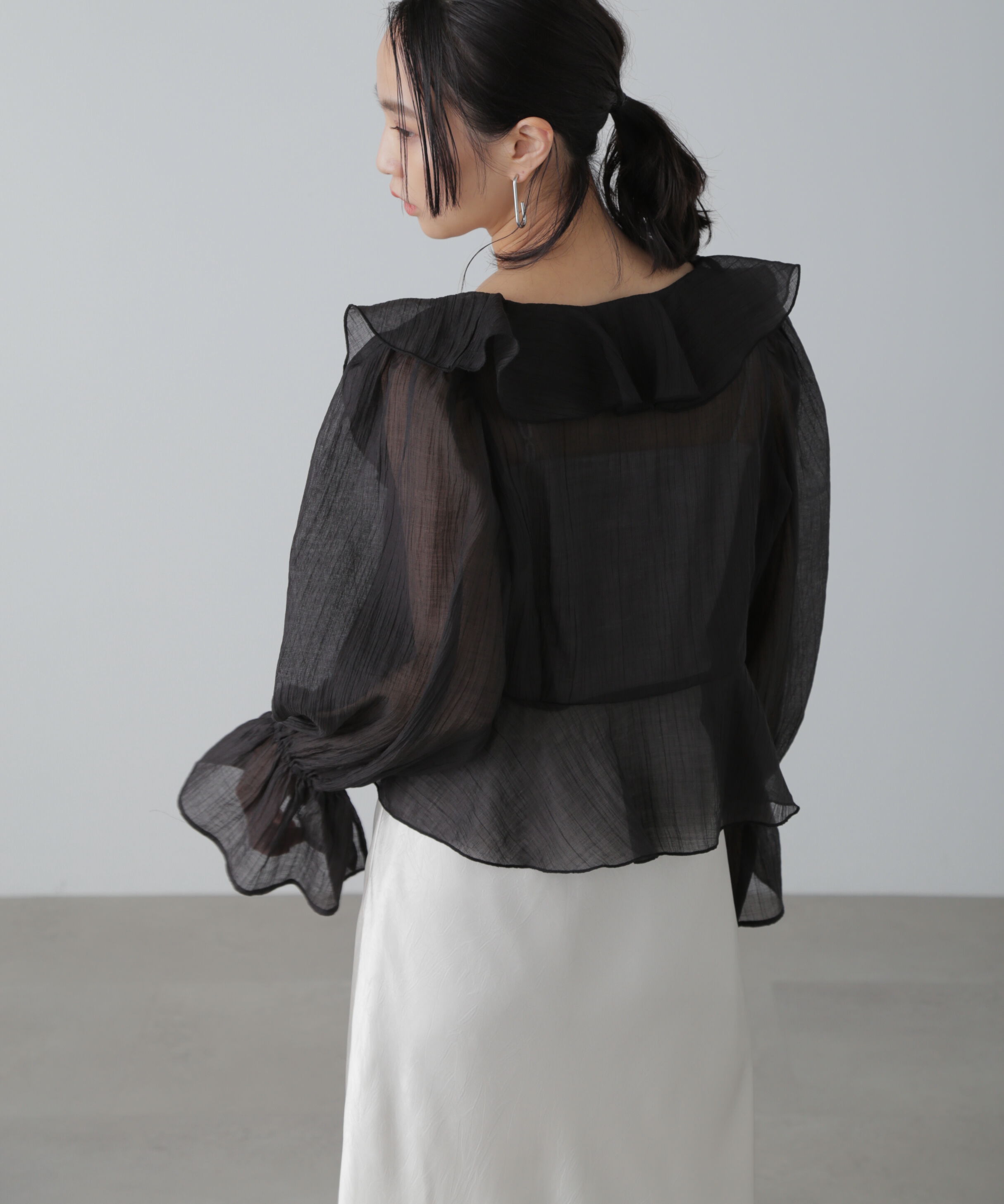  「シアーワッシャーフリルブラウス」|シャツ・ブラウス|