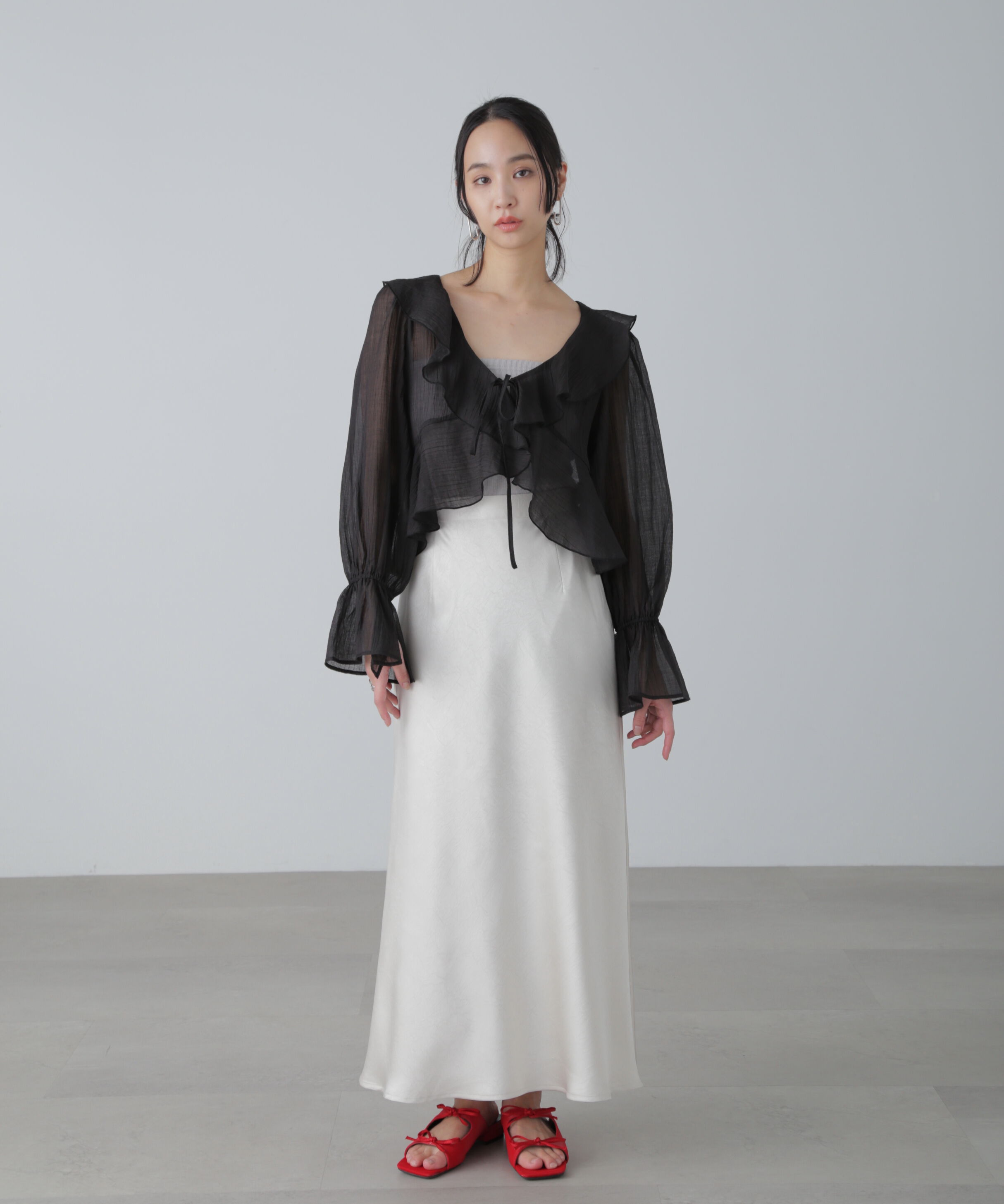  「シアーワッシャーフリルブラウス」|シャツ・ブラウス|