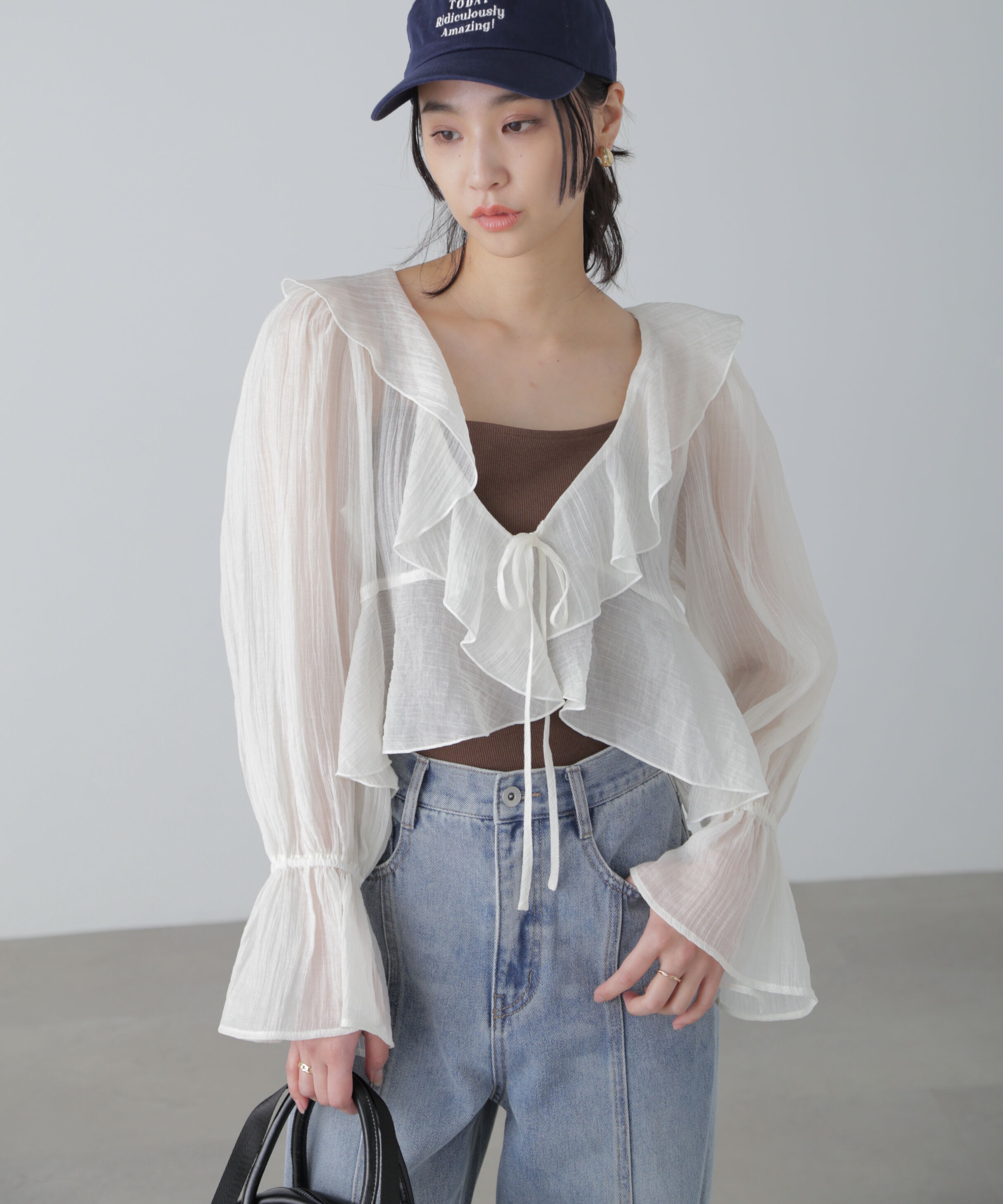  「シアーワッシャーフリルブラウス」|シャツ・ブラウス|