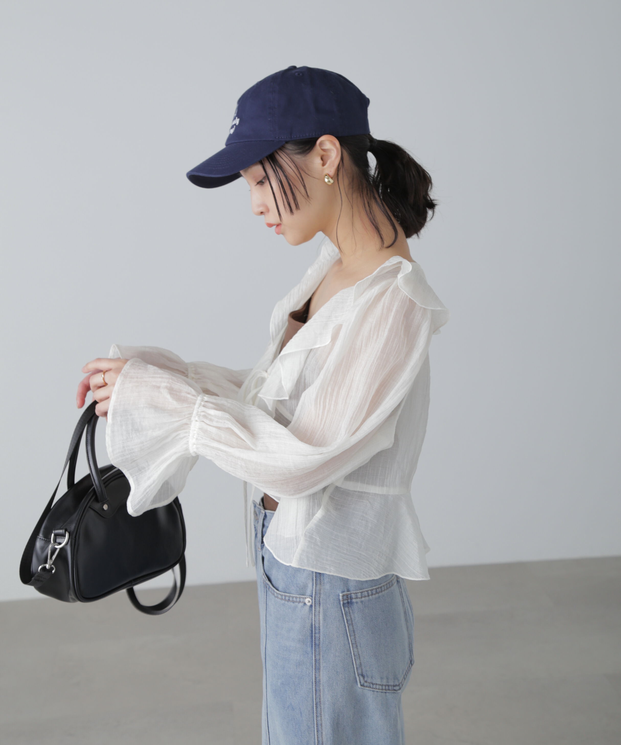  「シアーワッシャーフリルブラウス」|シャツ・ブラウス|