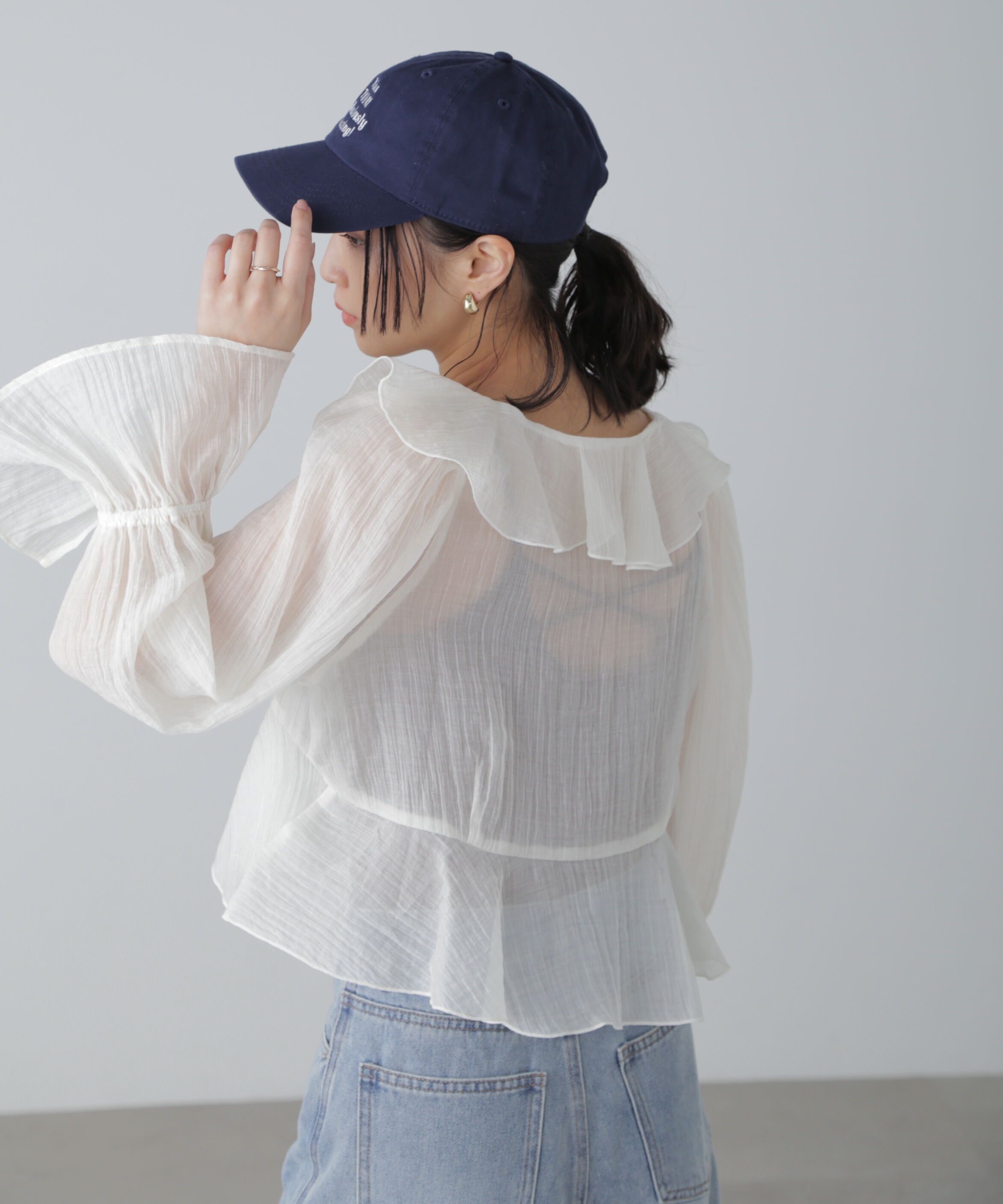  「シアーワッシャーフリルブラウス」|シャツ・ブラウス|